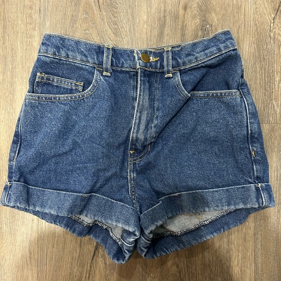 American Apparel Denim High Waisted Jean Shorts Dark Blue Size 25 - Picture 1 of 4
